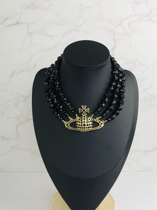 Vivienne Westwood Jewelry - NEW Vivienne Westwood Three Row Pearl Bas Relief Choker in Black